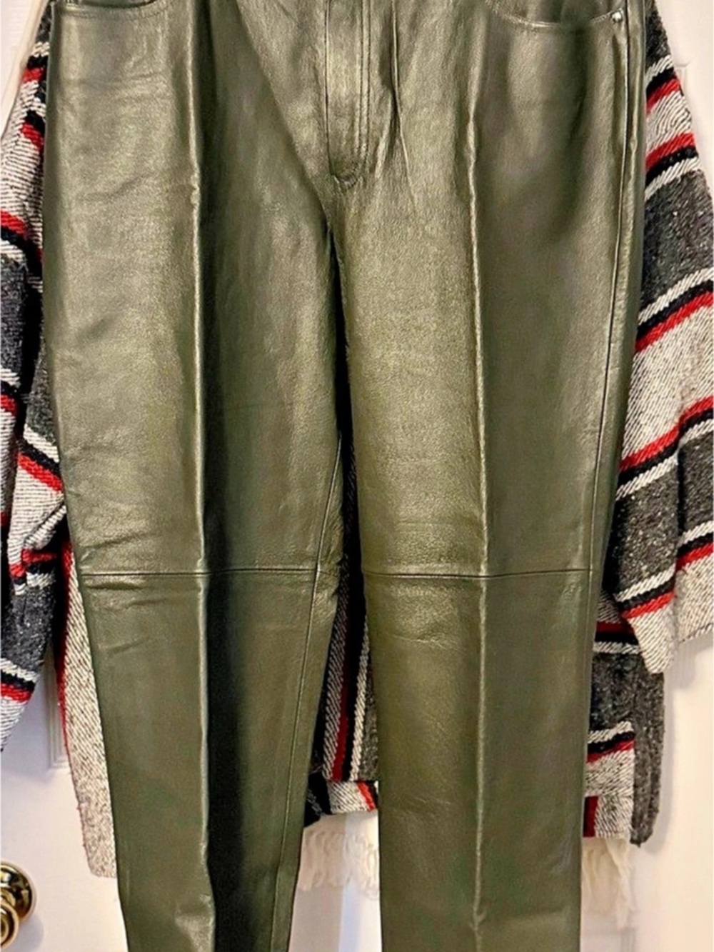 Newport news Easy Style 100% Leather Pants Leather in Green Size 10